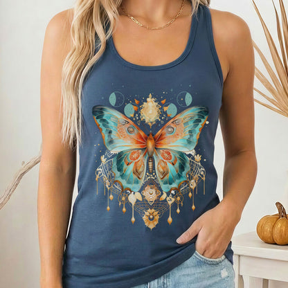 Tank Top Solid Indigo / XS Mystical & Whimsical Butterfly Women's Racerback Tank Top The Mystic Eden