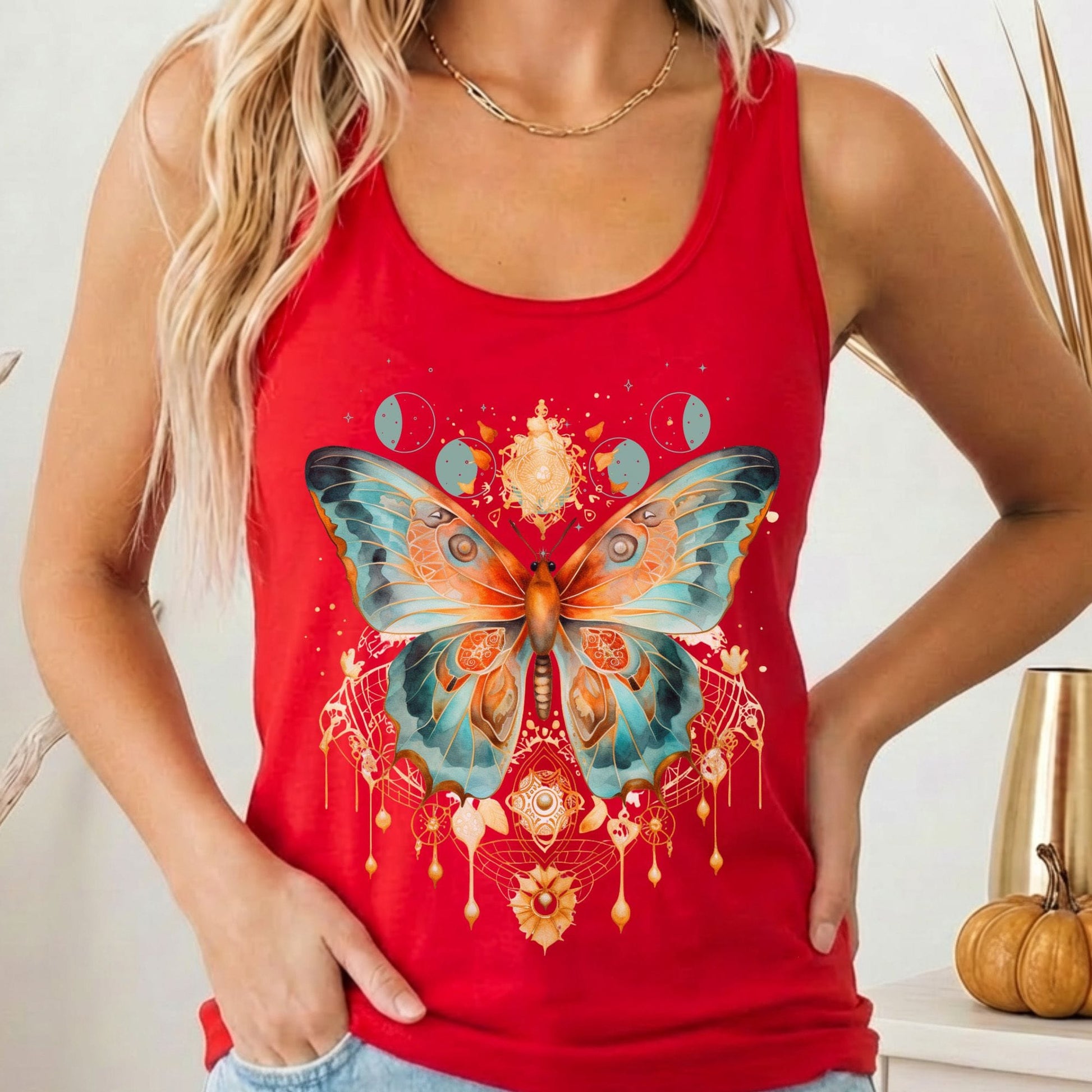 Tank Top Solid Red / XS Mystical & Whimsical Butterfly Women's Racerback Tank Top The Mystic Eden