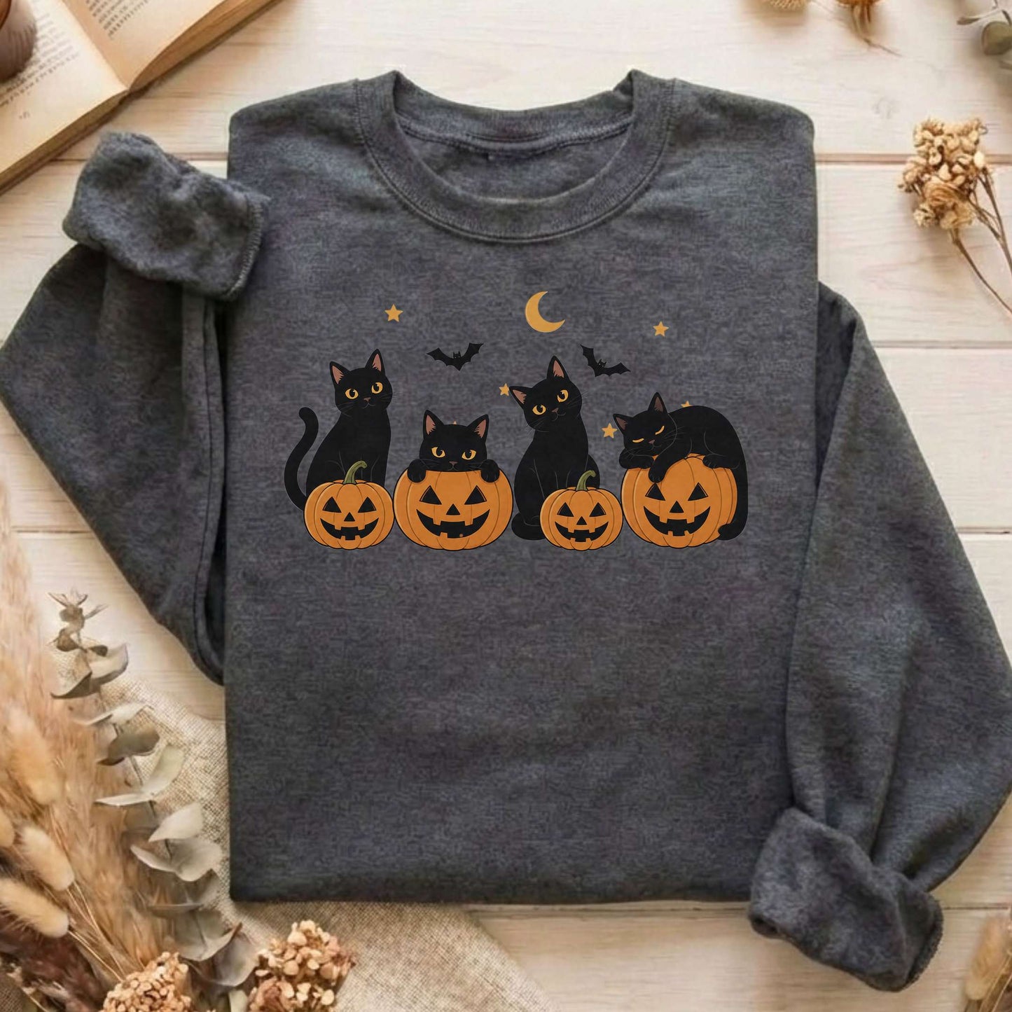 Cats and Their Pumpkins Halloween Sweatshirt