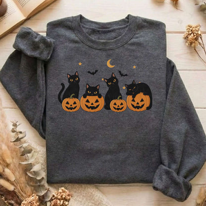 Cats and Their Pumpkins Halloween Sweatshirt