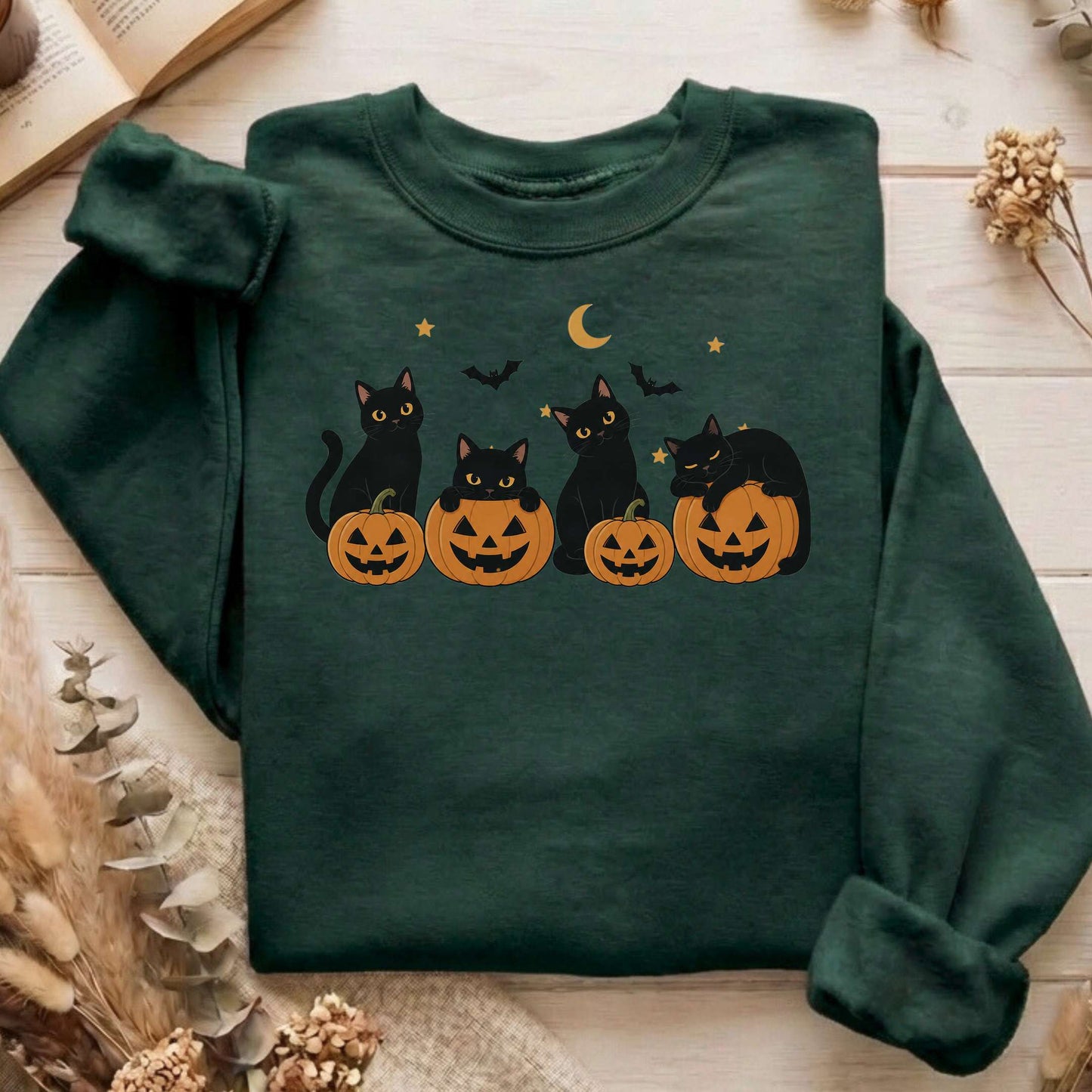Cats and Their Pumpkins Halloween Sweatshirt