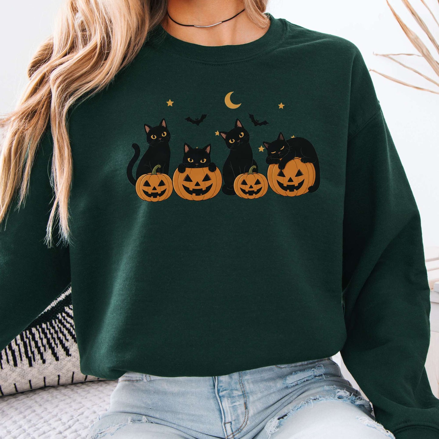 Cats and Their Pumpkins Halloween Sweatshirt