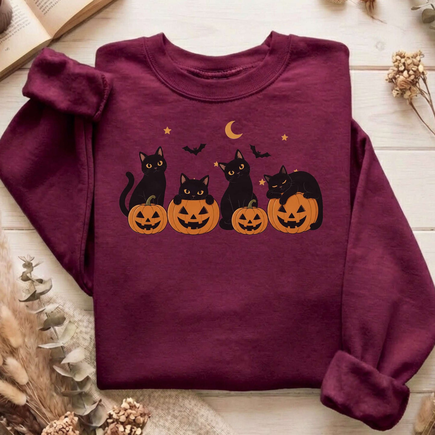 Cats and Their Pumpkins Halloween Sweatshirt