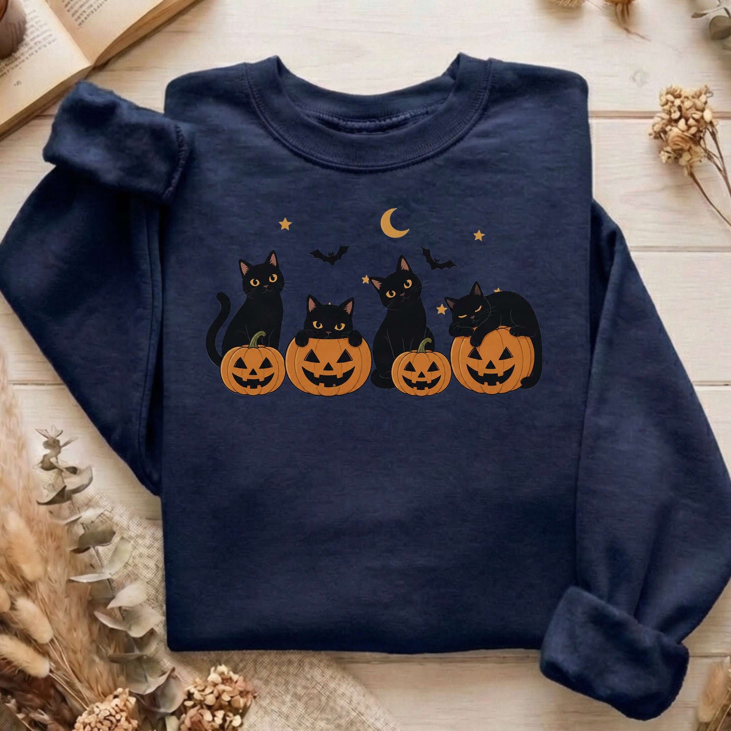Cats and Their Pumpkins Halloween Sweatshirt