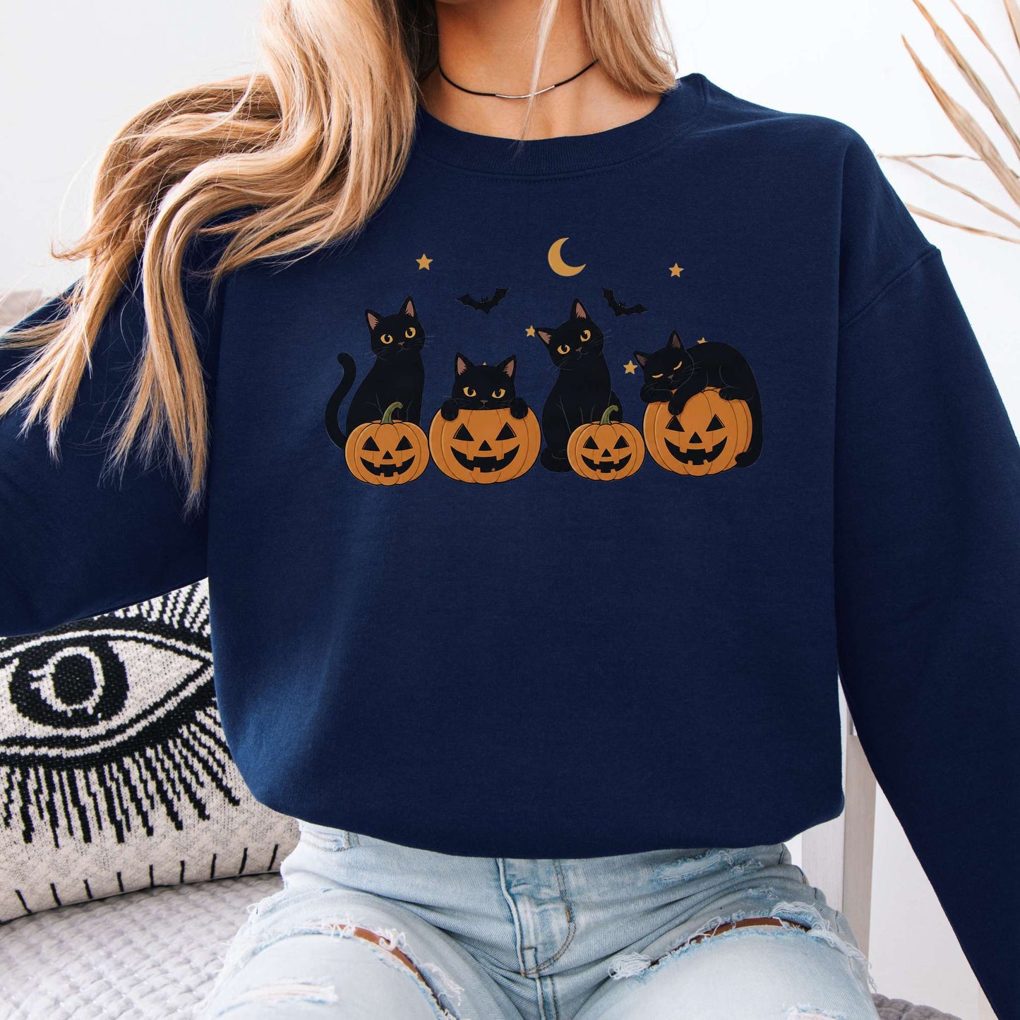 Cats and Their Pumpkins Halloween Sweatshirt