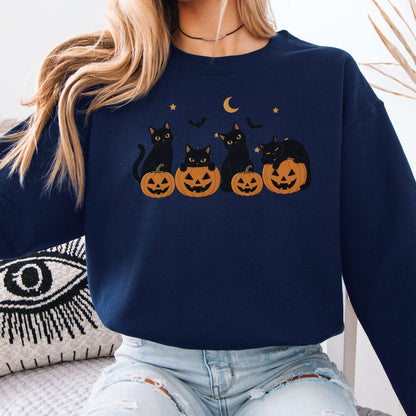 Cats and Their Pumpkins Halloween Sweatshirt