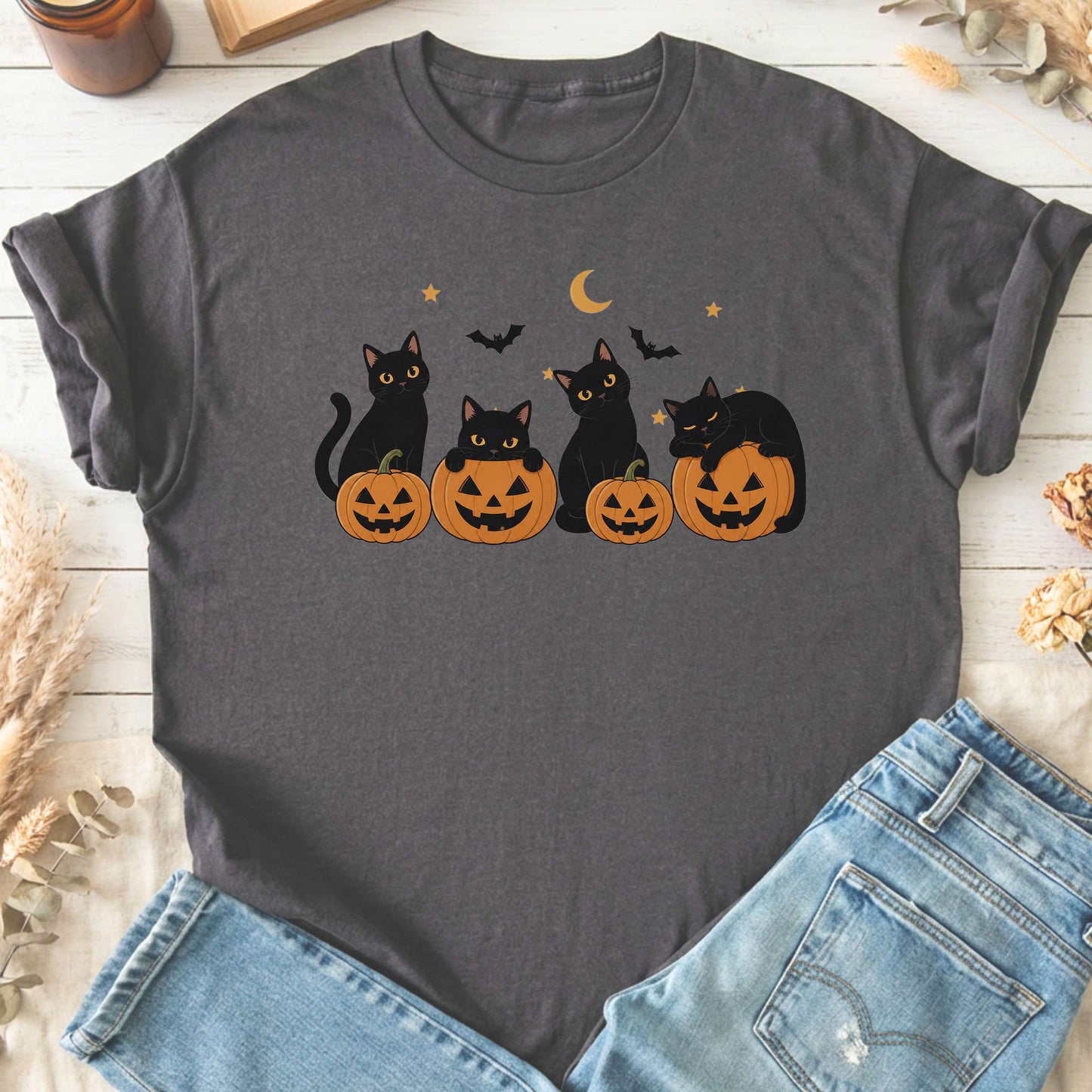 Cats and Their Pumpkins Halloween T-Shirt