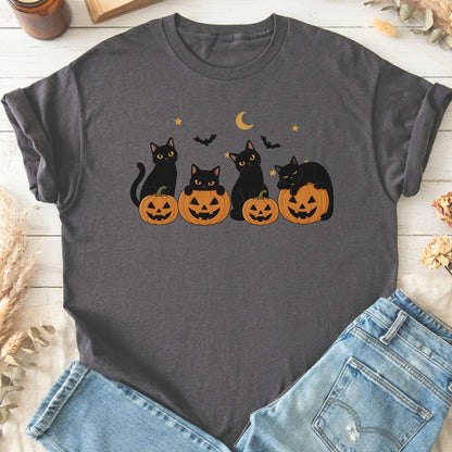 Cats and Their Pumpkins Halloween T-Shirt