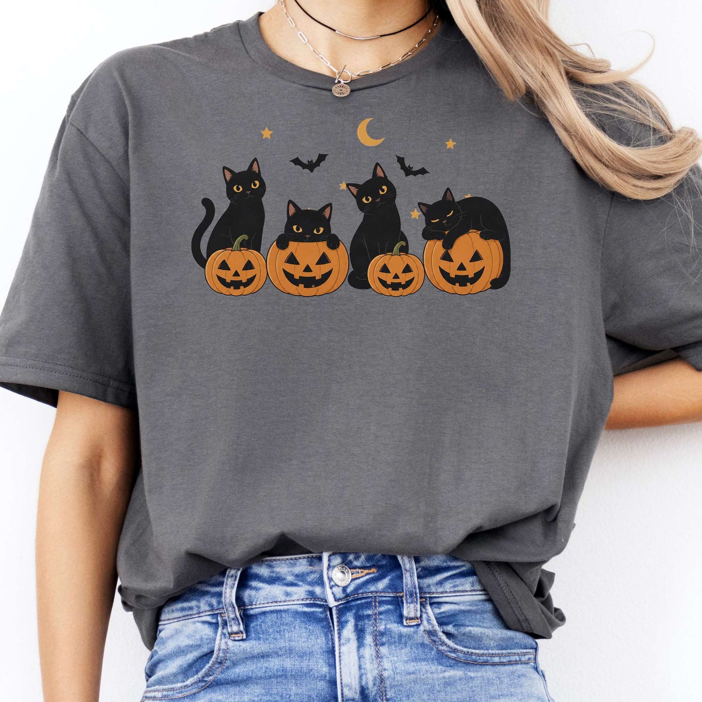 Cats and Their Pumpkins Halloween T-Shirt