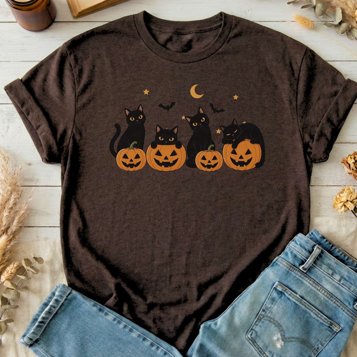 Cats and Their Pumpkins Halloween T-Shirt