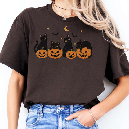 Cats and Their Pumpkins Halloween T-Shirt