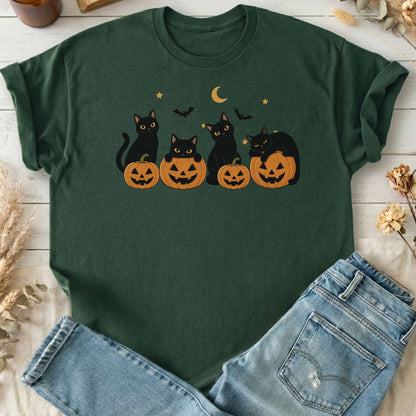 Cats and Their Pumpkins Halloween T-Shirt