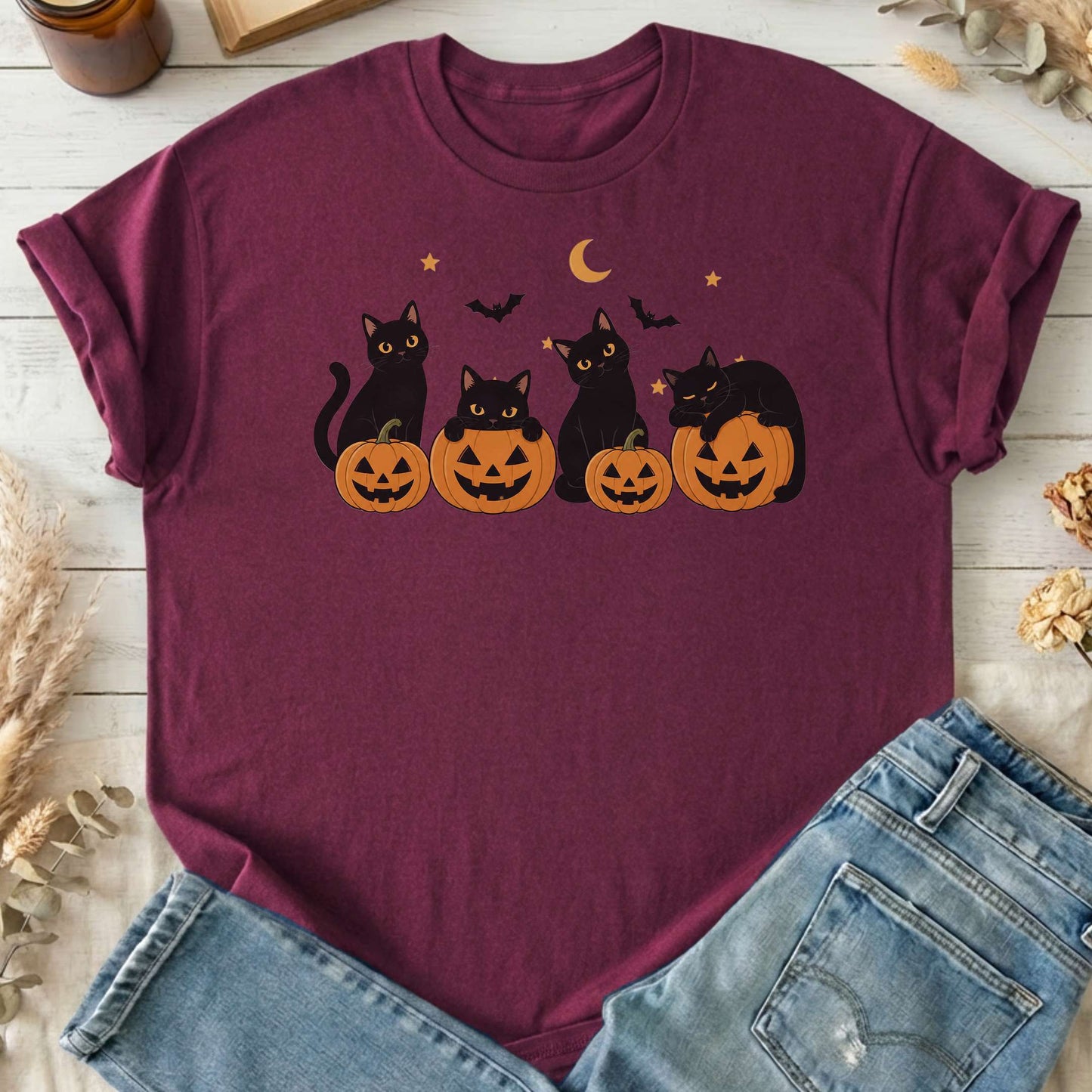 Cats and Their Pumpkins Halloween T-Shirt
