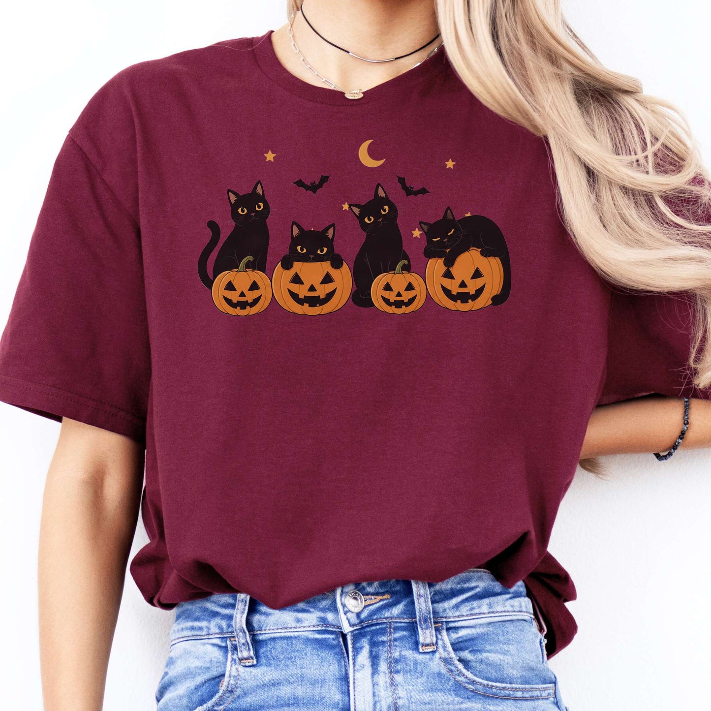 Cats and Their Pumpkins Halloween T-Shirt