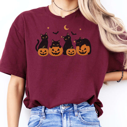 Cats and Their Pumpkins Halloween T-Shirt