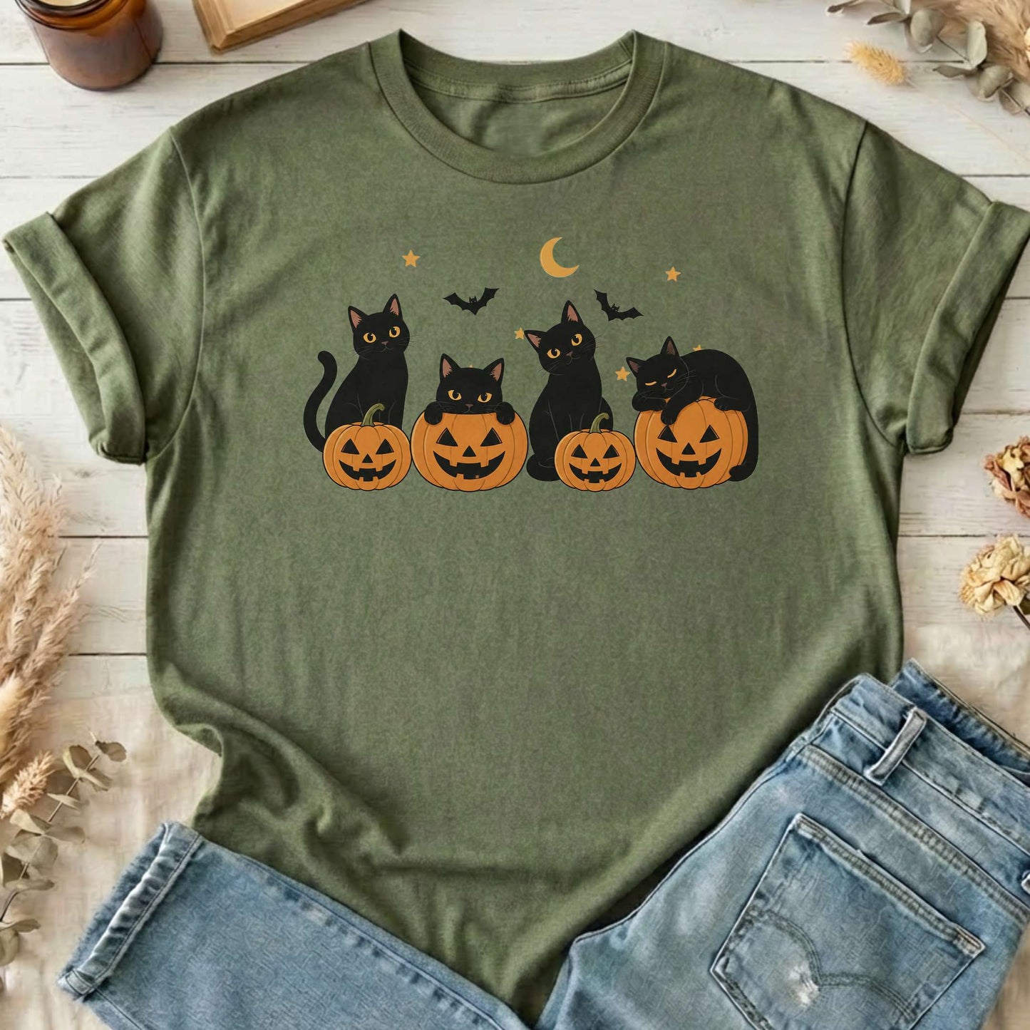 Cats and Their Pumpkins Halloween T-Shirt