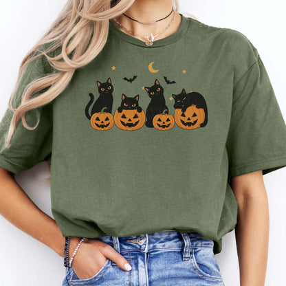 Cats and Their Pumpkins Halloween T-Shirt