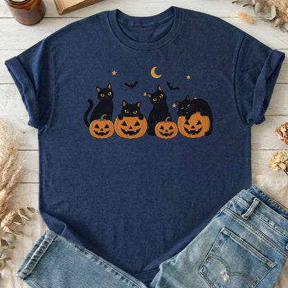 Cats and Their Pumpkins Halloween T-Shirt