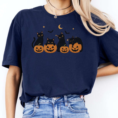 Cats and Their Pumpkins Halloween T-Shirt