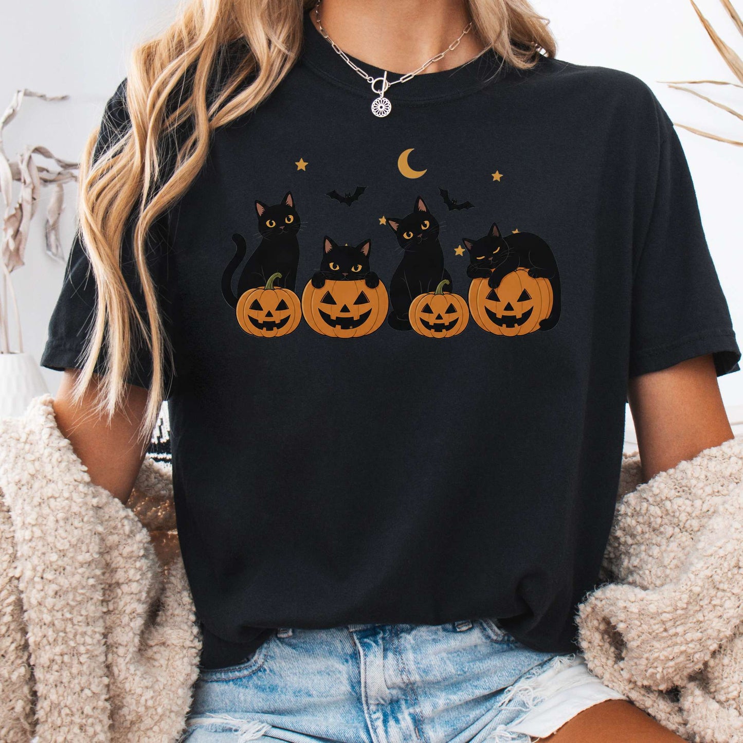 Cats and Their Pumpkins Halloween T-Shirt