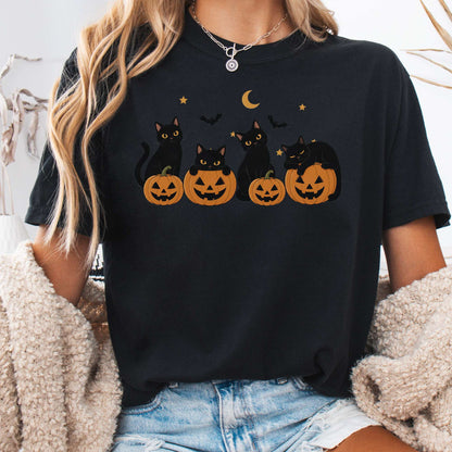 Cats and Their Pumpkins Halloween T-Shirt