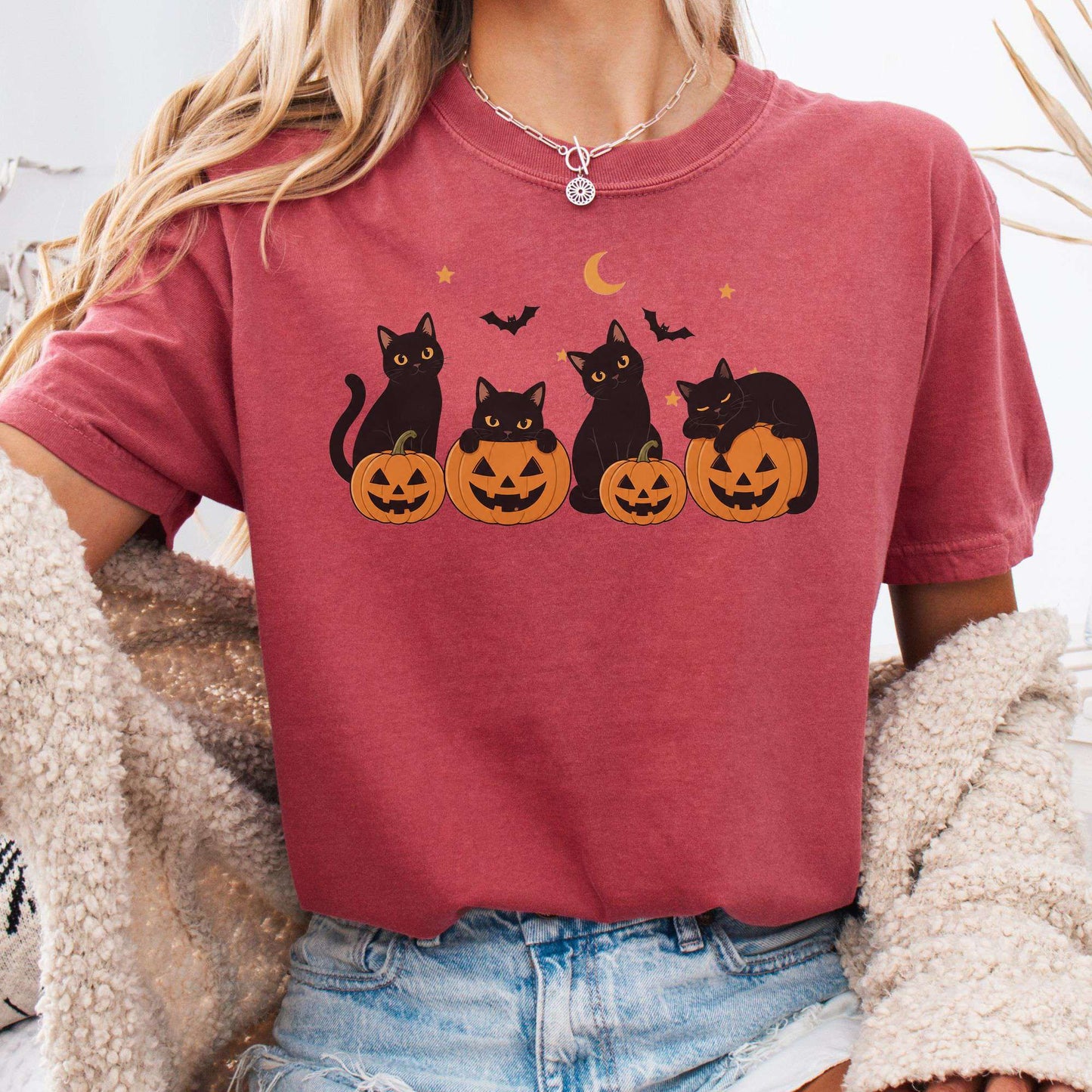 Cats and Their Pumpkins Halloween T-Shirt