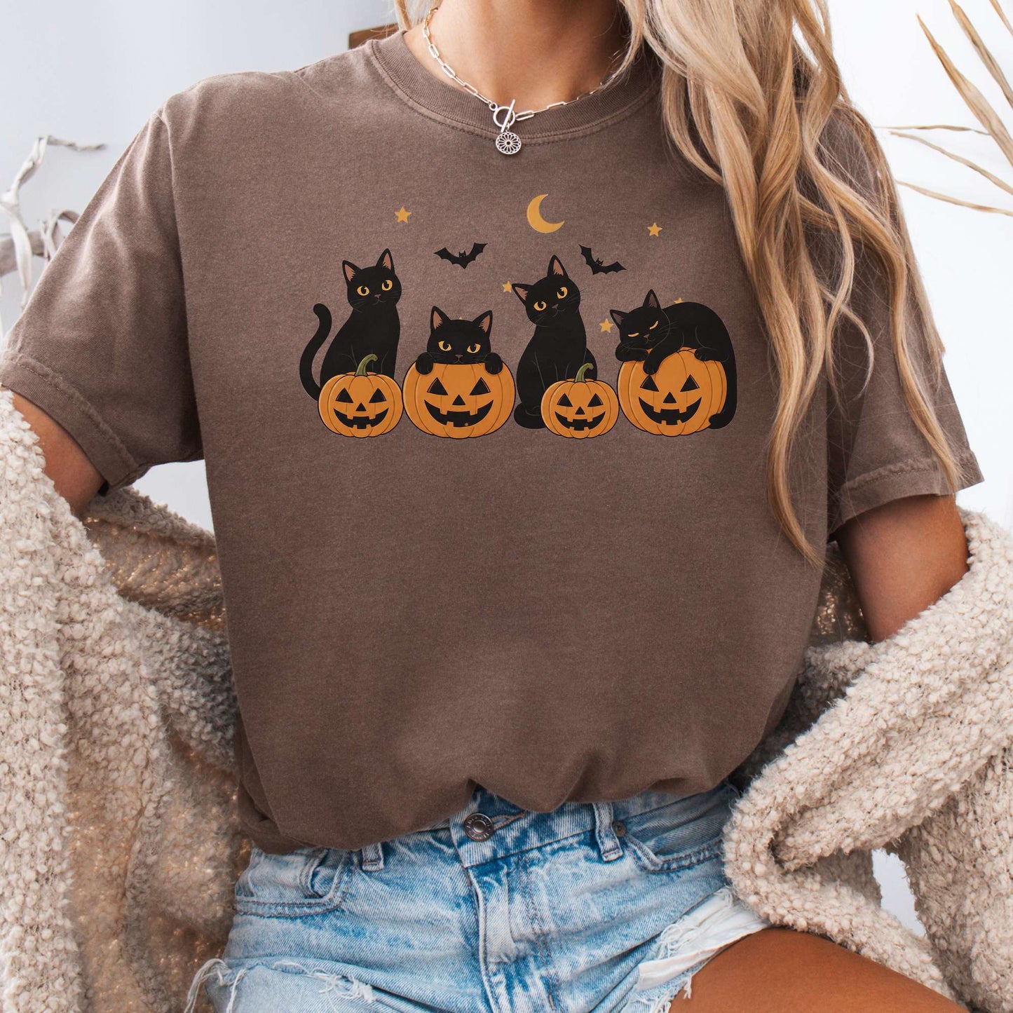Cats and Their Pumpkins Halloween T-Shirt