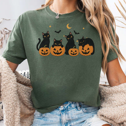 Cats and Their Pumpkins Halloween T-Shirt