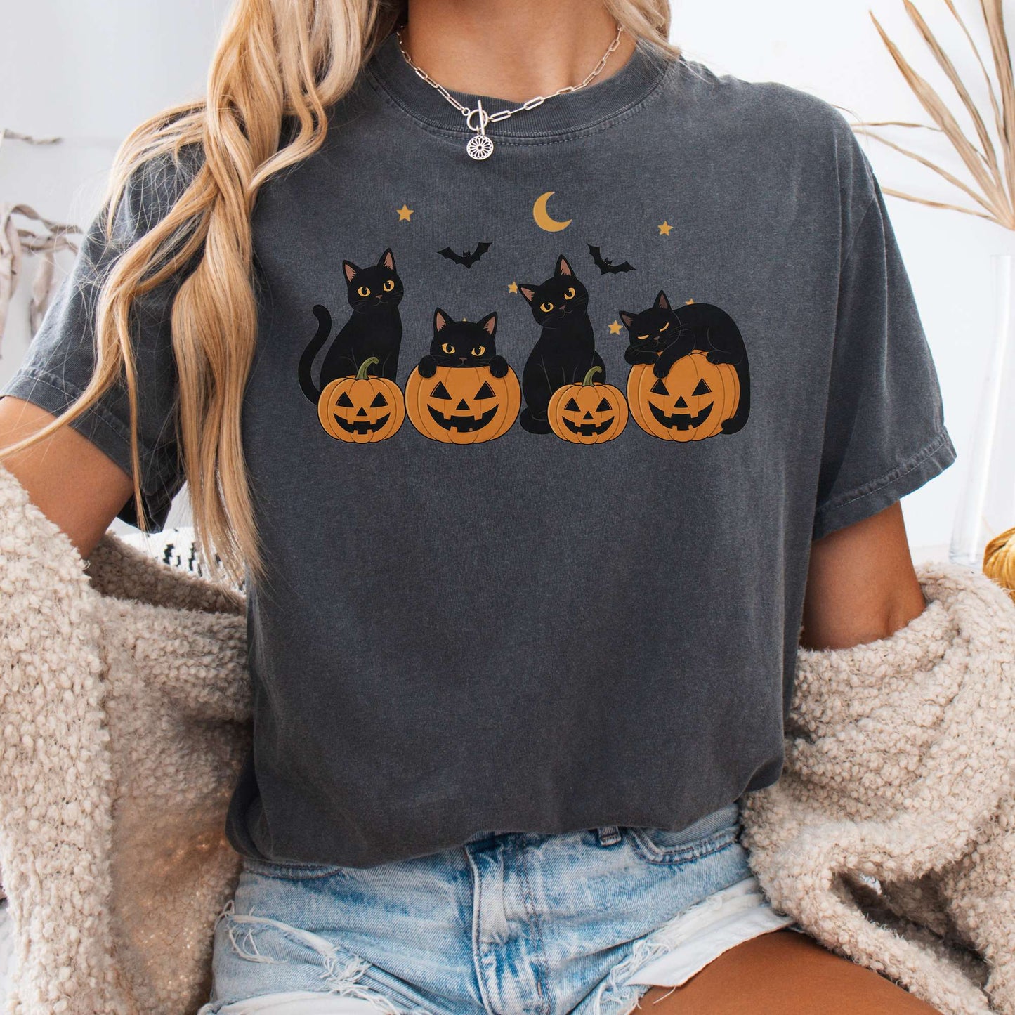 Cats and Their Pumpkins Halloween T-Shirt