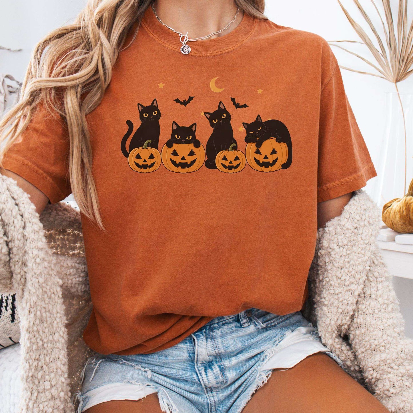 Cats and Their Pumpkins Halloween T-Shirt