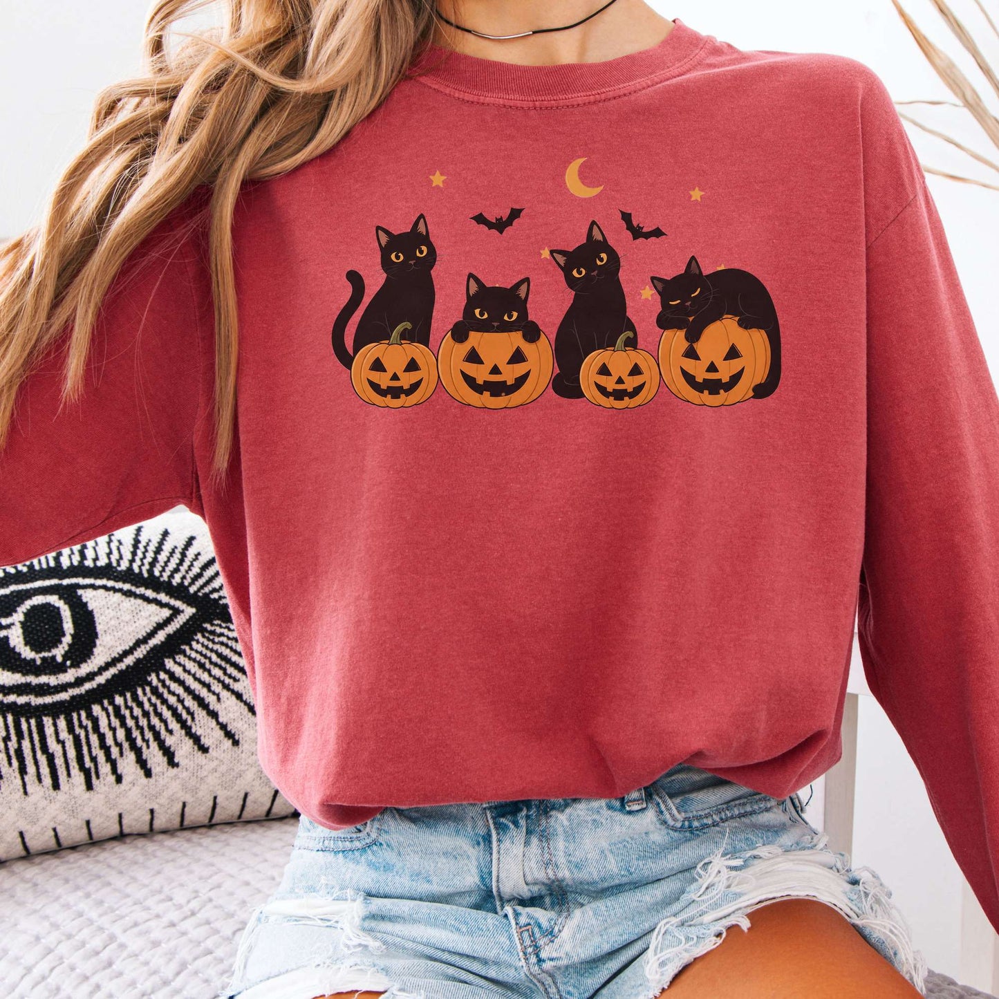 Cats and Their Pumpkins Halloween Long Sleeve