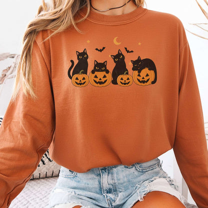 Cats and Their Pumpkins Halloween Long Sleeve