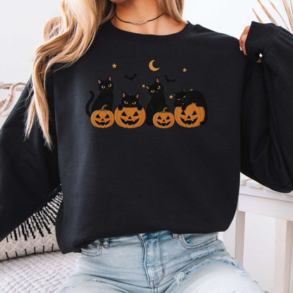 Cats and Their Pumpkins Halloween Sweatshirt