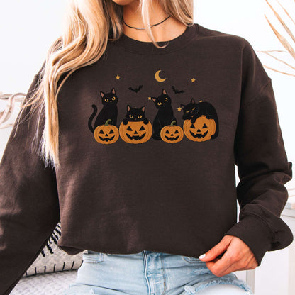 Cats and Their Pumpkins Halloween Sweatshirt