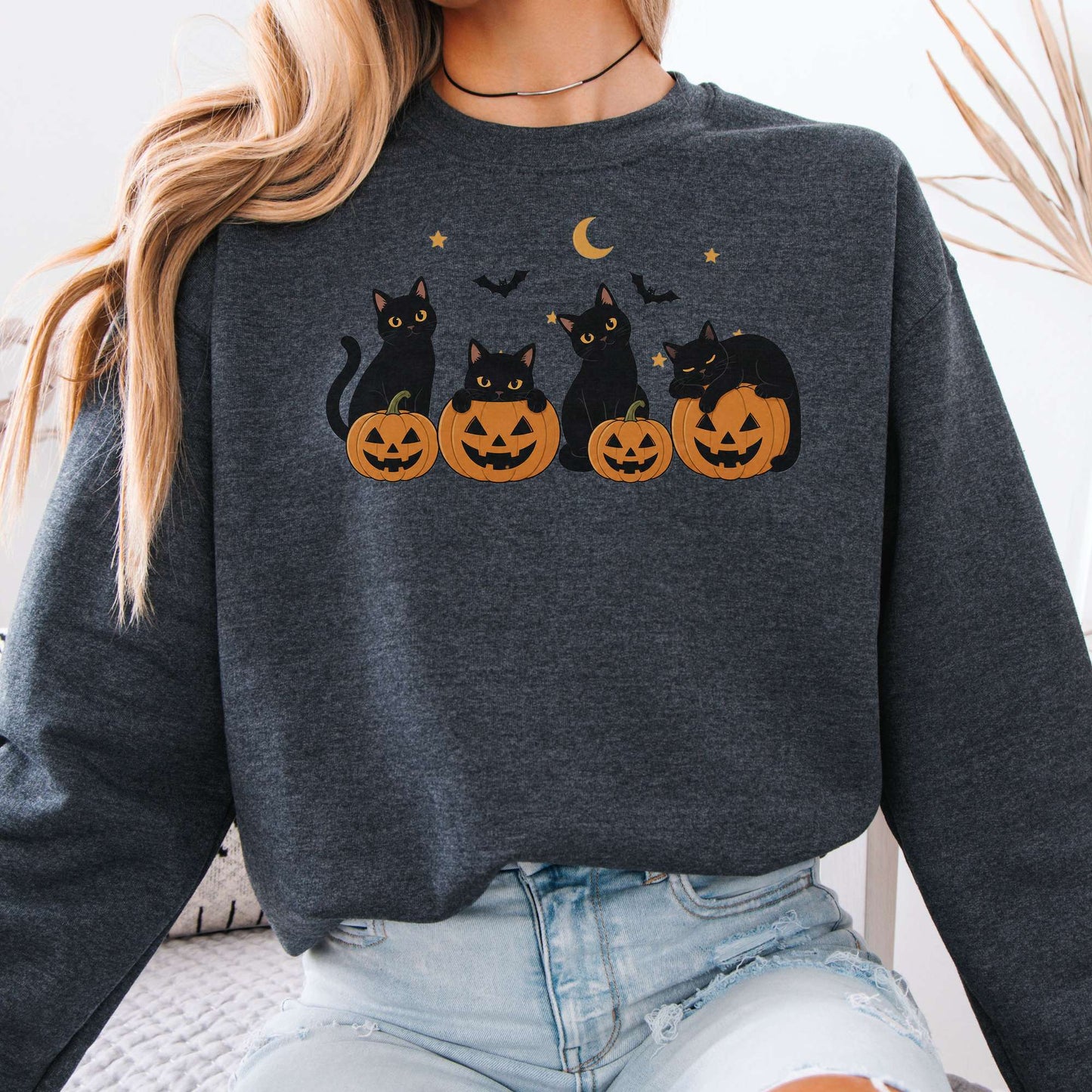 Cats and Their Pumpkins Halloween Sweatshirt