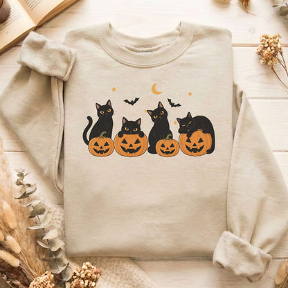 Cats and Their Pumpkins Halloween Sweatshirt