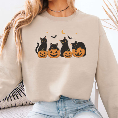 Cats and Their Pumpkins Halloween Sweatshirt