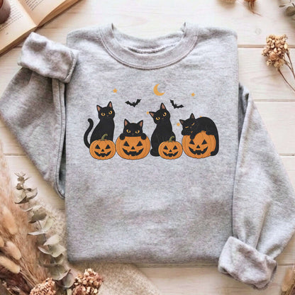 Cats and Their Pumpkins Halloween Sweatshirt