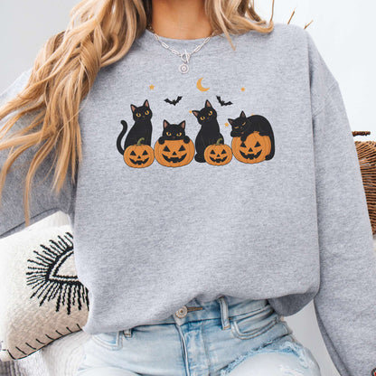 Cats and Their Pumpkins Halloween Sweatshirt
