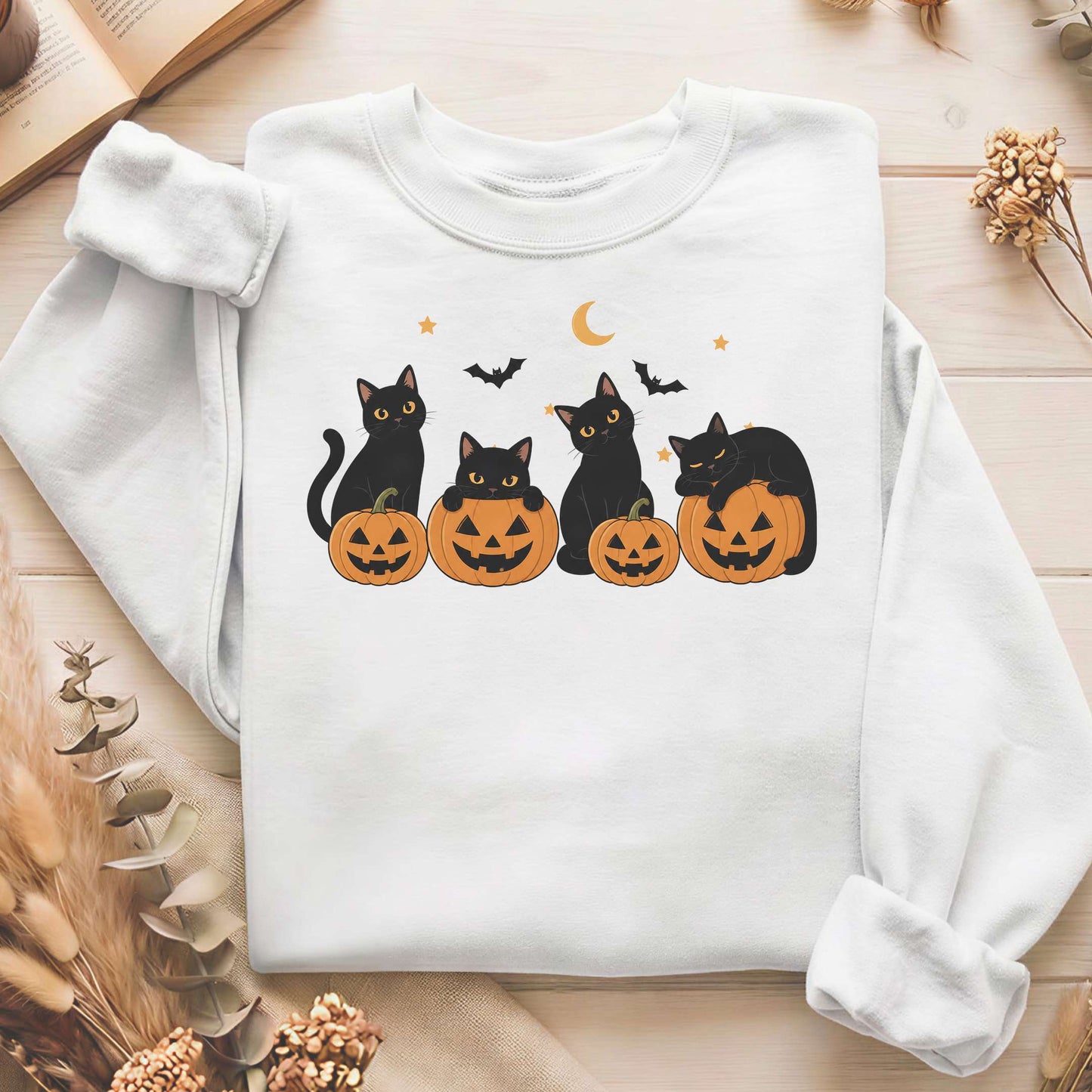 Cats and Their Pumpkins Halloween Sweatshirt