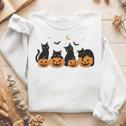 Cats and Their Pumpkins Halloween Sweatshirt