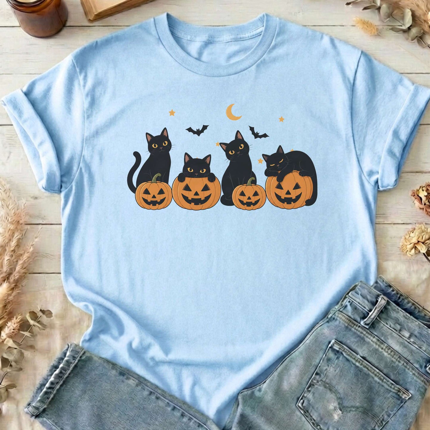 Cats and Their Pumpkins Halloween T-Shirt
