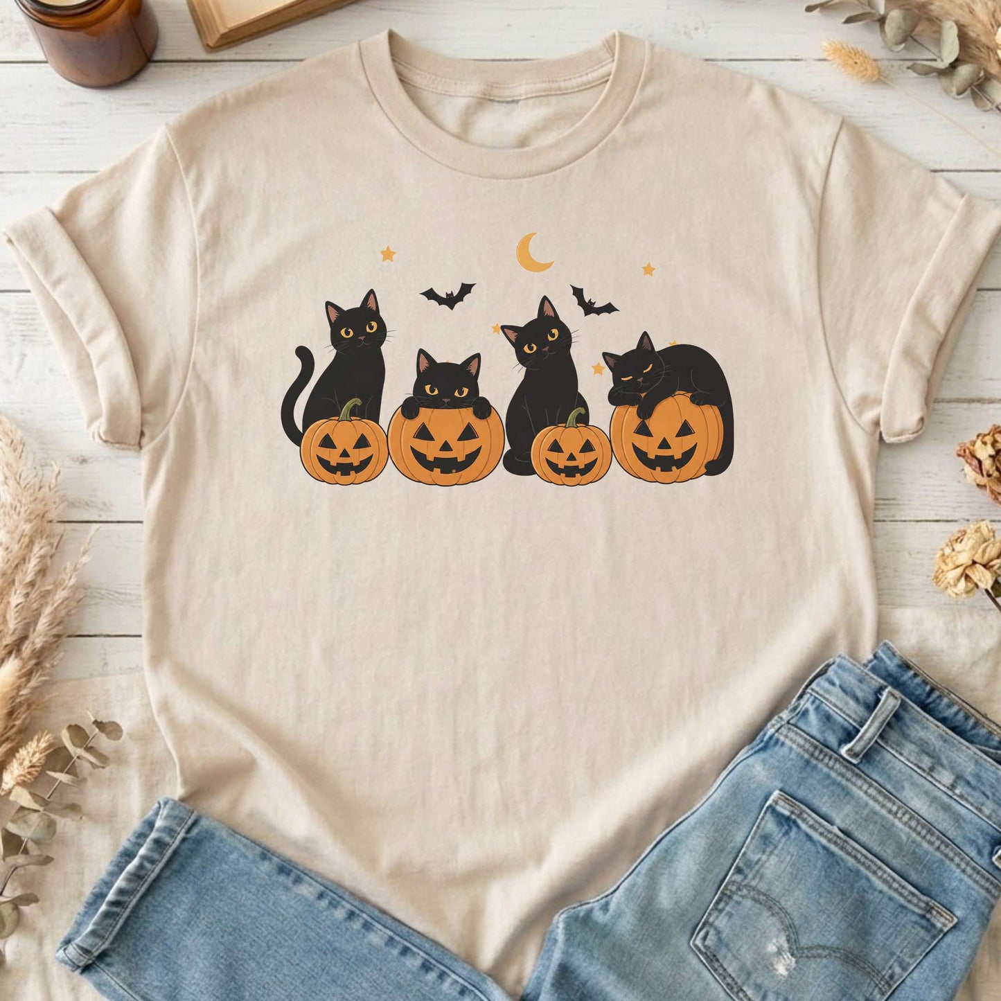 Cats and Their Pumpkins Halloween T-Shirt