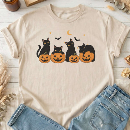 Cats and Their Pumpkins Halloween T-Shirt