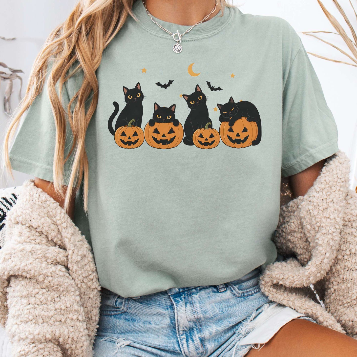 Cats and Their Pumpkins Halloween T-Shirt