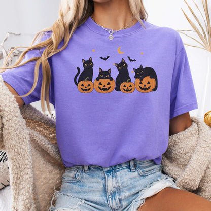 Cats and Their Pumpkins Halloween T-Shirt