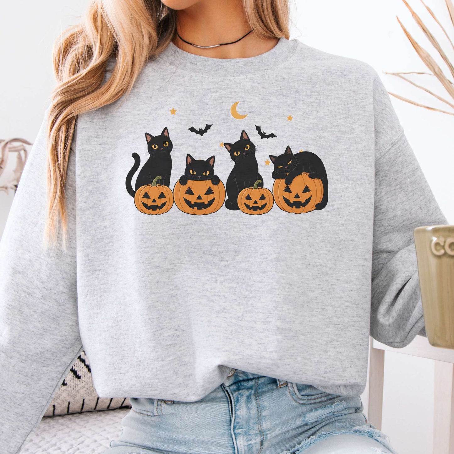 Cats and Their Pumpkins Halloween Sweatshirt