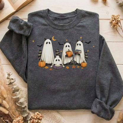 Mischievous Raccoon Ghosts Halloween Sweatshirt