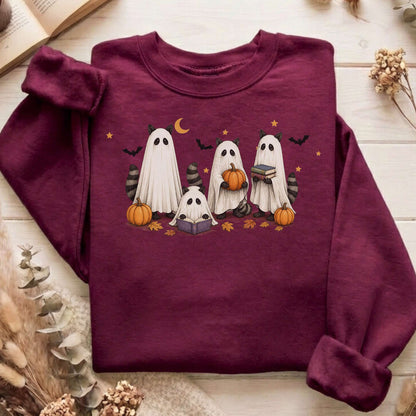Mischievous Raccoon Ghosts Halloween Sweatshirt