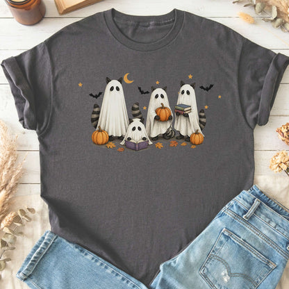 Mischievous Raccoon Ghosts Halloween T-Shirt